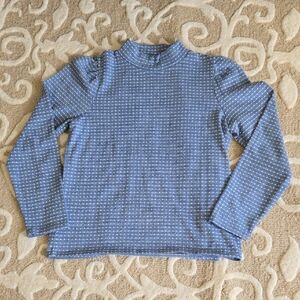 Madewell Mock Neck Blue White Weave Top L